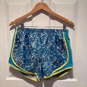 Nike Women's Running Shorts Dri Fit Lined Blue Yellow Size M